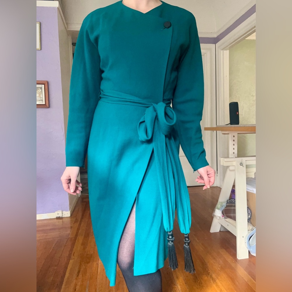 Vintage 1980s Wool Wrap Dress